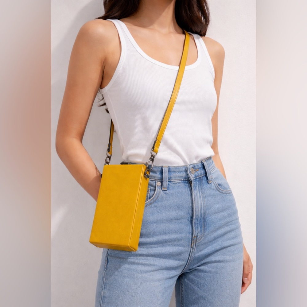 Zara Mustard Yellow mini Crossbody box Bag
